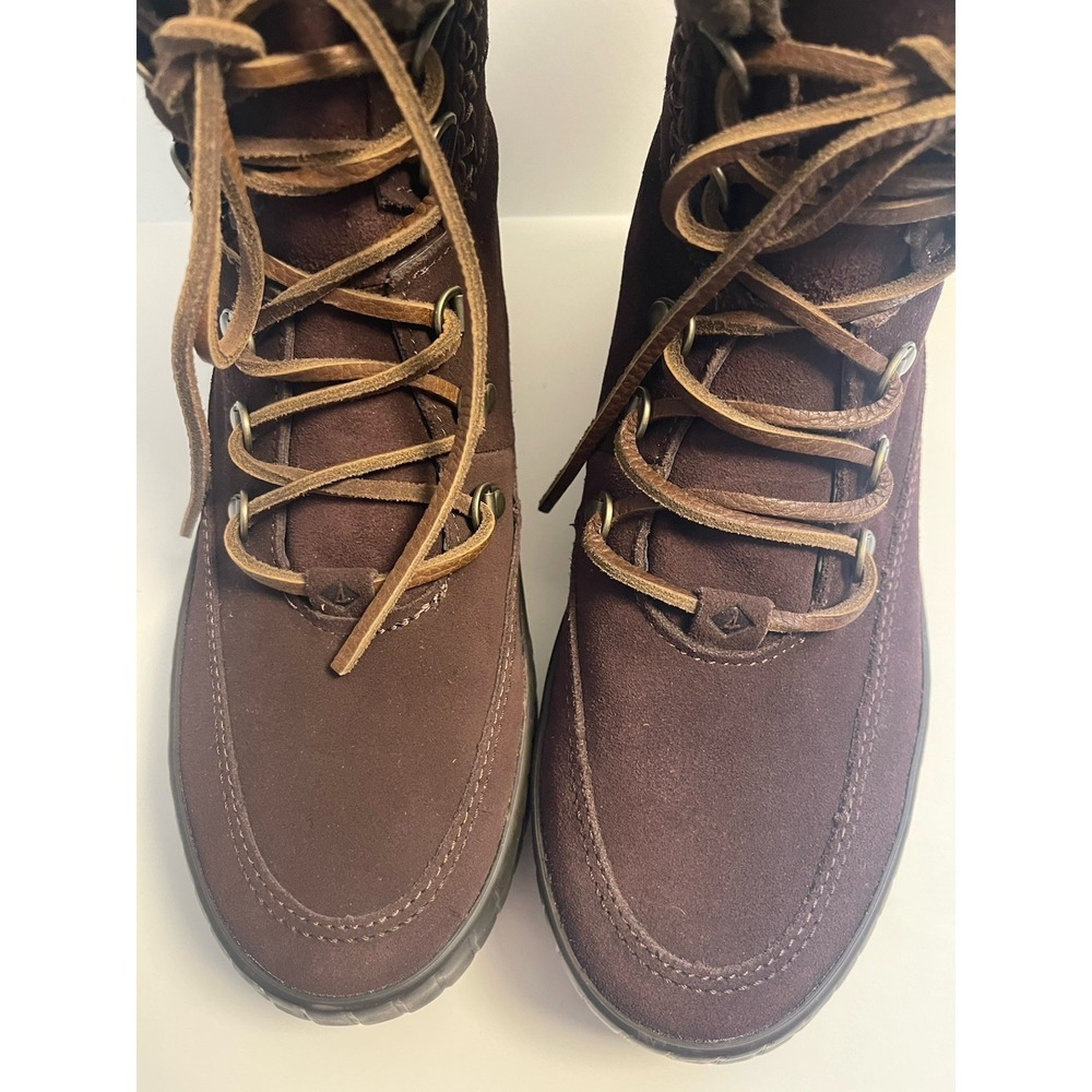Sperry Women's Boots Torrent Lace Up Brown Leather Faux Fur Trim Winter Size 9.5 - Picture 10 of 16